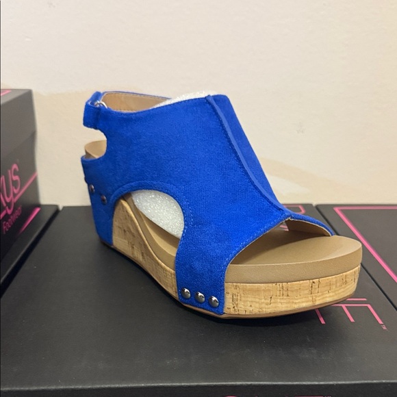 Corkys Vibrant Blue Wedge Sandals - Picture 1 of 1